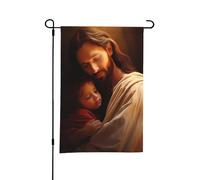 Poster con bandiera da giardino bifacciale con Gesù e Figlio, decorazione per esterni da 12 x 18 pollici