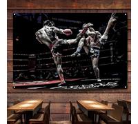 Poster con bandiera Muay Thai VS Boxe, decorazione da parete per palestra, sala da combattimento, decorazione da parete, arazzo da parete, regalo per gli amanti del combattimento, B2