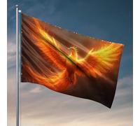 Poster con bandierine Phoenix Rising: una leggenda infuocata, bandiera rinata, per camera da letto e ragazzi (120 x 180 cm)