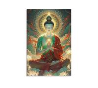 Poster con Buddha, stampa artistica vintage, decorazione estetica da parete, soggiorno, camera dei bambini, dormitorio, bar, bagno, adatto per camera da letto, palestra, 50 x 75 cm, senza cornice