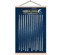 Poster con calendario delle fasi lunari 2026, stampa verticale, tela con ciclo lunare, pronto da appendere, con cornice, decorazione artistica da parete (40,6 x 61 cm)
