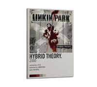 Poster con copertina dell'album dei Linkin Park Hybrid Theory, poster con copertina e autografo, poster con copertina musicale, pop hip hop, cantante rap, star, poster estetico da parete su tela per