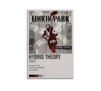 Poster con copertina dell'album dei Linkin Park Hybrid Theory, poster con copertina e autografo, poster con copertina musicale, pop hip hop, cantante rap, star, poster estetico da parete su tela per