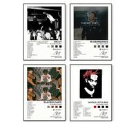 Poster con copertina dell'album Playboi Carti e autografata, stampa su tela, poster da parete per camera da letto, set di 4 pezzi, decorazione per dormitorio per adolescenti e ragazze, 20,3 x 25,4 cm,