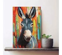 Poster con cornice astratta raffigurante un simpatico mulo, arte murale con animali colorati, moderna tela artistica da fattoria per soggiorno, arredamento per la casa (70x100 cm/senza cornice)