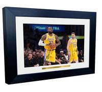 Poster con foto autografata di Luka Doncic LeBron James LA Lakers Los Angeles, formato A4, 30,5 x 20,3 cm, con cornice, idea regalo