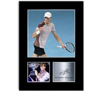Poster con foto e autografo stampato di Jannik Sinner, formato A4, motivo: tennista