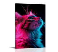 Poster con gatto sotto luce al neon, stampa artistica vintage, decorazione artistica da parete, decorazione estetica per soggiorno, camera dei bambini, dormitorio, bar, bagno, adatto per camera da