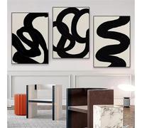 Poster con illustrazioni di forme astratte, stampe beige e nere, stile minimalista, stile boho, vintage, dipinto su tela, decorazione per la casa, 75x110cmx3, senza cornice.
