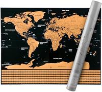 Poster con mappa del mondo da grattare, decorazione interattiva da viaggio, grande deluxe, per i viaggiatori, mostra avventure, bel design, artigianato facile da usare