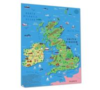 Poster con mappa del Regno Unito e dell'Irlanda, mappa colorata da parete con animali e punti di riferimento, decorazione educativa per la cameretta dei bambini