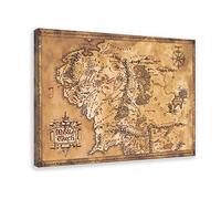Poster con mappa della Terra di Mezzo, edizione limitata di seppia scura, 1 poster su tela e stampa artistica da parete, motivo: The HobbitIl Signore degli Anelli, decorazione per camera da letto di