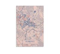 Poster con mappa dell'Europa, Italia, Firenze, decorazione per camera da letto, soggiorno, stile moderno, decorazione artistica da parete per letto degli amici, senza cornice, 50 x 75 cm