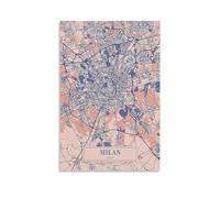 Poster con mappa dell'Europa, Italia, Milano, decorazione per camera da letto, soggiorno, stile moderno, per letto degli amici, senza cornice, 40 x 60 cm