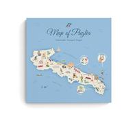 Poster con mappa dell'Europa, Italia, Puglia, decorazione artistica da parete estetica moderna, regalo per letto degli amici, senza cornice, 50 x 50 cm