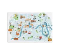 Poster con mappa dell'Europa, Regno Unito, Londra, punto di riferimento, per camera da letto, soggiorno, decorazione artistica da parete estetica moderna, regalo per letto degli amici, senza cornice,