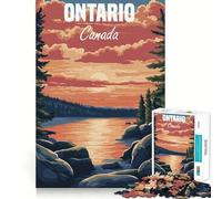 Poster con paesaggio al tramonto dell'Ontario, puzzle da 1000 pezzi per adolescenti, gioco di logica, antistress, bordo di qualità, articolo dei desideri di Babbo Natale (38x26cm)