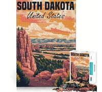 Poster con paesaggio del South Dakota, puzzle da 1000 pezzi per adolescenti, migliora la memoria, rafforza il legame familiare, bordi precisi, regalo premuroso (38x26cm)