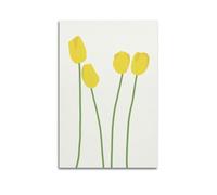 Poster con piante, tulipani, semplice blocco di colore, quattro fiori, decorativo, su tela, poster da parete e decorazione moderna per camera da letto (50 x 75 cm)