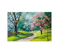 Poster con pittura a olio sul sentiero di montagna, arte vintage, decorazione estetica da parete, soggiorno, camera dei bambini, dormitorio, bar, bagno, adatto per camera da letto, palestra, 60 x 90