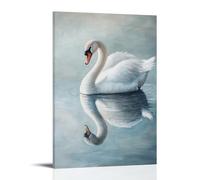 Poster con pittura ad olio con animale che riflette il cigno etereo da parete, decorazione moderna, poster artistico da appendere, 30 x 45 cm