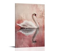 Poster con pittura ad olio con animale che riflette il cigno etereo da parete, decorazione moderna, poster artistico da appendere, 30 x 45 cm