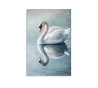 Poster con pittura ad olio con animale che riflette il cigno etereo da parete, decorazione moderna, poster artistico da appendere, 30 x 45 cm