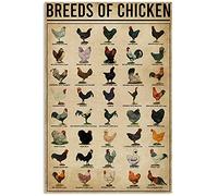 Poster con razze di polli, decorazione da parete per la casa, stile vintage, con pittura in ferro, targa in metallo, stile retrò, per bar, pub, ristorante, cucina, 20,3 x 30,5 cm