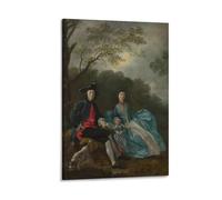 Poster con ritratto dell'artista con moglie e Thomas Gainsborough, stampa su tela, poster artistico da parete, decorazione moderna per la casa, 50 x 75 cm