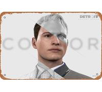 Poster con ritratto di Connor Detroit Become Human Popolare Classico Retrò Home Wall Art Cave, Bar, Club, Garage, Casa Cafe Ufficio, Targa in metallo 20,3 x 30,5 cm