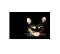 Poster con ritratto di gatto dagli occhi verdi nel buio con animali vintage, arte artistica da parete, decorazione estetica, soggiorno, camera dei bambini, dormitorio, bar, bagno, adatto per camera da
