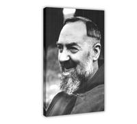 Poster con ritratto di San Padre Pio, decorazione artistica da parete su tela, decorazione per camera da letto, ufficio, cucina, cornice regalo, 50 x 75 cm