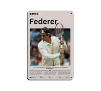 Poster con Roger Federer in metallo, stile retrò, decorazione da parete per bar, grotte, bar, famiglie, garage, 20 x 30 cm