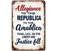 Poster con scritta "I Pledge Allegiance to The Flag of The United States of America and to The Republic", idea regalo, per bar, club, ufficio, negozio, cortile, garage, 30,5 x 20,3 cm