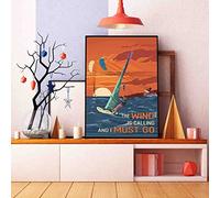Poster con scritta in inglese "Love Windsurfing Windsurfing The Wind Is Calling And I Must Go Poster Love Windsurf", decorazione da parete, 20 x 30 cm
