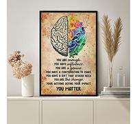 Poster con scritta in inglese "You Matter Brain Art", per cura di sé, psicologia, motivazione, terapia, consulenza, poster per la cura di sé, targa in metallo, pittura in ferro, decorazione da parete,