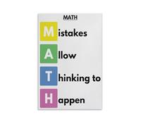 Poster con scritta in lingua inglese "MATH Mistakes allow Thinking To Happen, decorazione da parete per aula di matematica, con scritta in lingua inglese "It's OK to make errakes", poster educativo 20