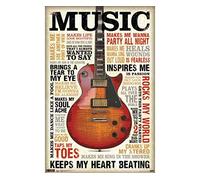 Poster con scritta "Music keeps my heart beating", in stile retrò, decorazione da parete, per bar, pub, grotta, garage, divertente, decorazione da parete, 15,2 x 20,3 cm