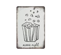 Poster con scritta "Serata al cinema, Popcorn Bag, Doodle Family Together", Decorazione per inaugurazione della casa, Idee, Targa in metallo, Poster, Decorazione da parete, Cultura vintage, Allumini