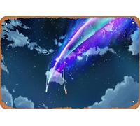 Poster con scritta "Your Name Kimi No Na Wa", decorazione da parete in metallo, stile retrò, 20,3 x 30,5 cm