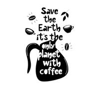 poster con scritte disegnate a mano salva la Terra è l'unico pianeta con design a base di caffè Decorazioni murali in vinile 57.6x87.8cm Facile da installare Nero