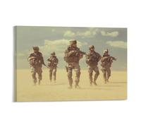 Poster con soldati assalto nel deserto della guerra militare del film poster poster arte vintage da parete, decorazione estetica, soggiorno, camera dei bambini, dormitorio, bar, bagno, adatto per