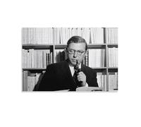 Poster con stampa artistica da parete con il filosofo francese Jean-Paul Sartre, decorazione per la famiglia, 60 x 90 cm