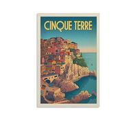 Poster con stampa artistica da parete, stile retrò, motivo: viaggi del mondo, Italia Cinque Terre, decorazione per la casa, 20 x 30 cm