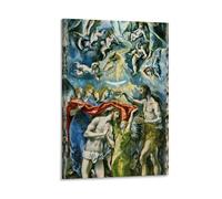 Poster con stampa artistica da parete su tela, motivo: Battesimo di Cristo El Greco, decorazione moderna per camera da letto, 50 x 75 cm