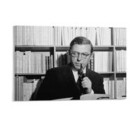 Poster con stampa artistica da parete su tela, motivo: filosofo francese Jean-Paul Sartre, 40 x 60 cm