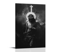 Poster con stampa artistica su tela, motivo: Gesù che porta la sofferenza, decorazione per la casa e la camera da letto, 20 x 30 cm