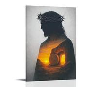 Poster con stampa artistica su tela, motivo: Gesù l'ombra della resurrezione, decorazione per la casa e la camera da letto, 40 x 60 cm