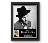 Poster con stampa autografata di Frank Sinatra, con cornice nera, 25 x 30 cm, opera d'arte per la casa e l'ufficio, decorazione regalo