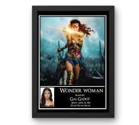 Poster con stampa autografata di Wonder Woman con cornice nera (25,4 x 30,5 cm), opera d'arte per casa e ufficio, decorazione regalo